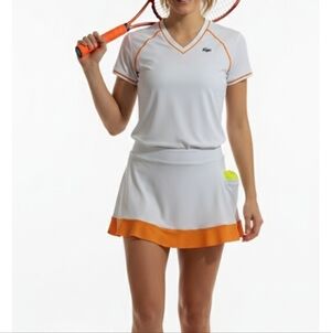 Nike White Orange Golf/tennis  Mini Skater Skirt with Ruffled Hem #Tenniscore